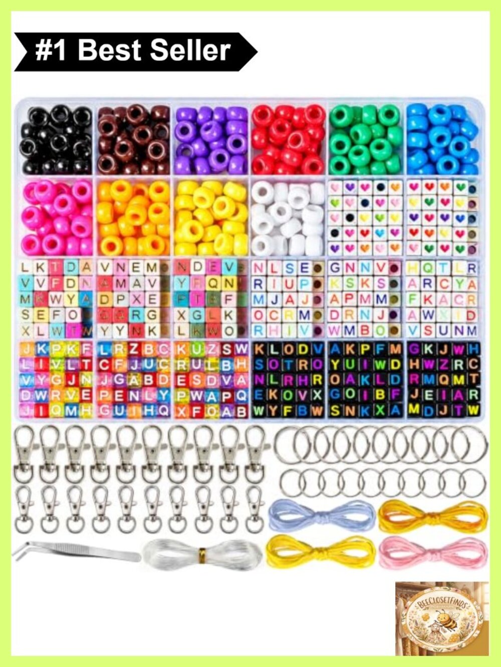 660pc DIY Beaded Keychain Making Kit Bag Charm Craft Set